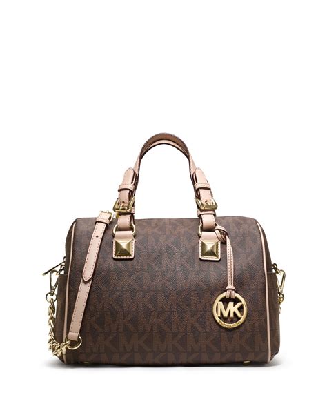 michael michael kors medium grayson logo monogram satchel